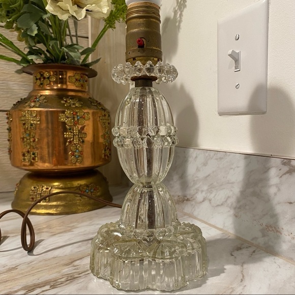 Vintage Glass Lamp Vanity Small Spaces 9.5” h